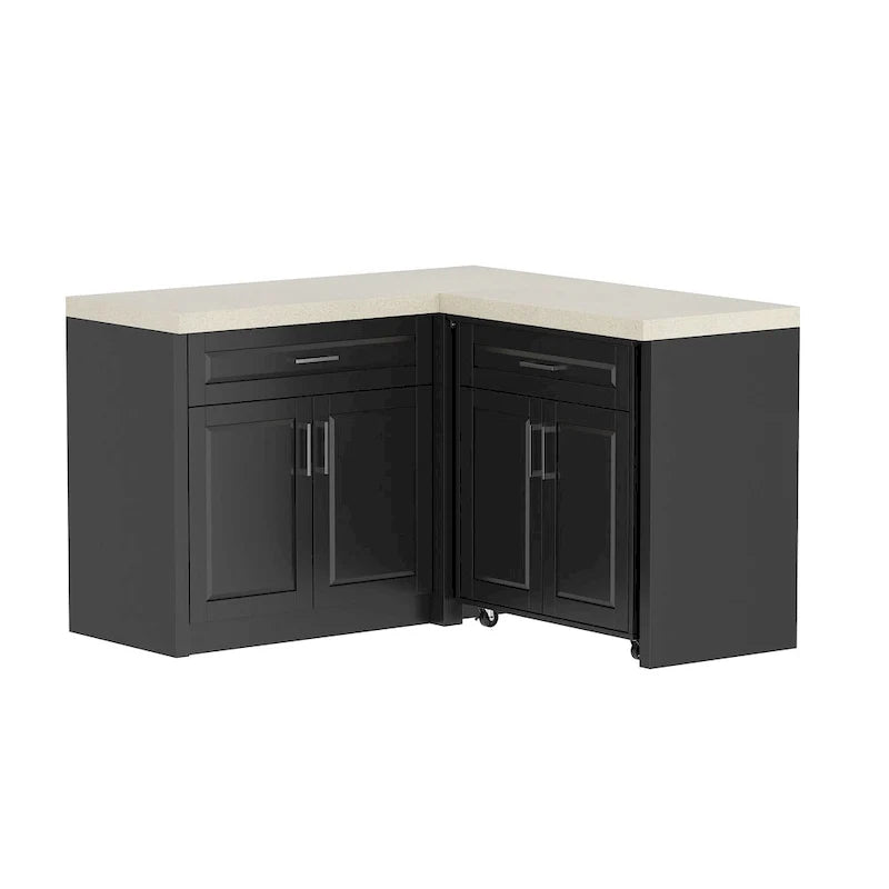 Meuble d'angle de cuisine efficace, îlot de cuisine en L : Grand espace de rangement avec tiroirs à glissière fluide, comptoir UV