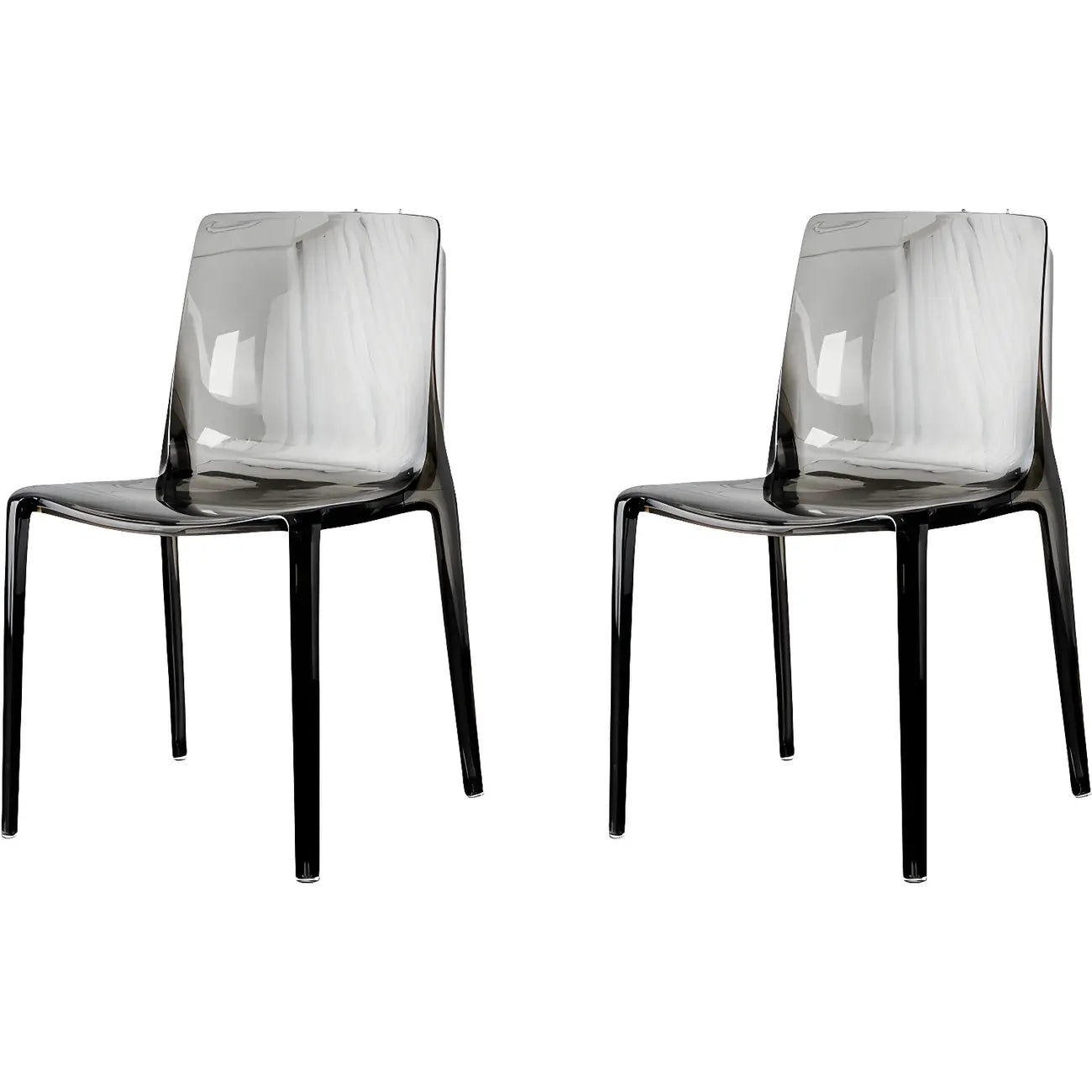 Chaise de salle à manger sans accoudoirs à dossier bas en acrylique ambre