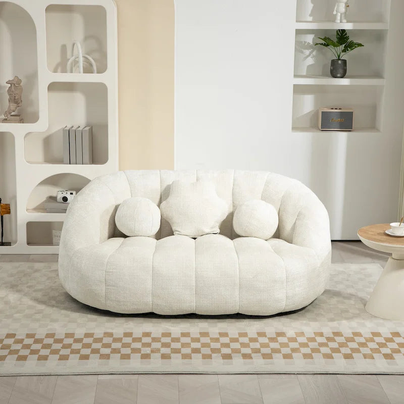Fauteuil de salon en chenille blanc 63,78 cm avec rembourrage en mousse haute densité