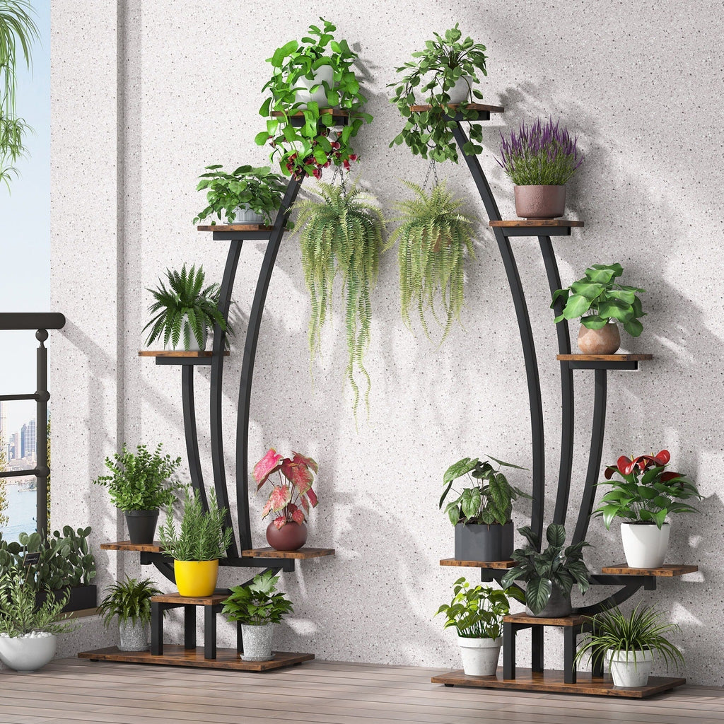 Étagère à plantes d'intérieur, porte-fleurs à 6 niveaux pour jardin - Lot de 2