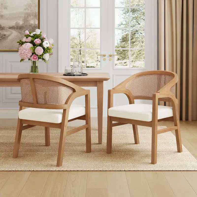 Christopher Knight Home - Chaise de salle à manger capitonnée en cannage (Lot de 2)