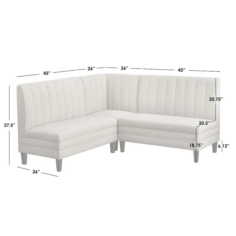 Ensemble de banquette rembourrée 3 pièces Lifestorey Kerrington à dossier capitonné