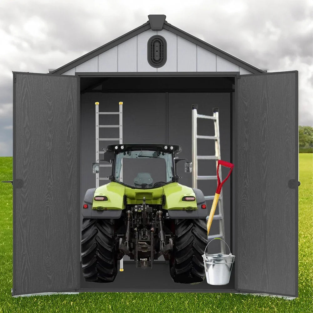 Abri de jardin en résine toutes saisons avec plancher, 1,8 m x 1,2 m/1,8 m x 2,4 m/2,4 m x 1,8 m/2,4 m x 3 m, Spire Tool Shed