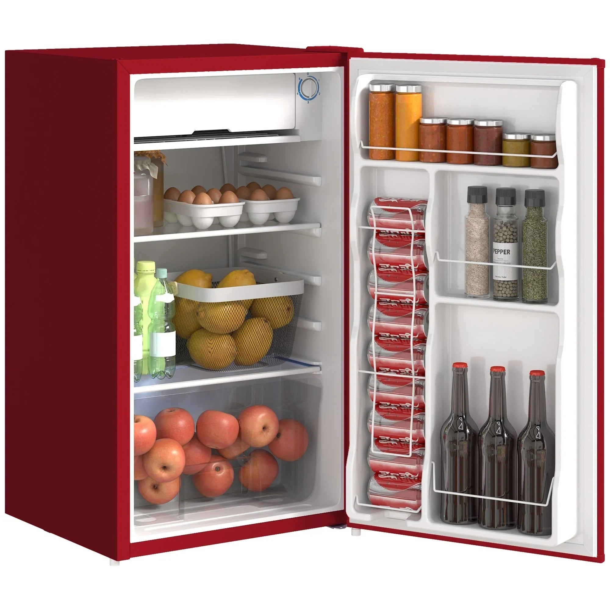 HOMCOM Mini-réfrigérateur de 90,6 L avec congélateur, Réfrigérateur compact à porte unique avec thermostat réglable pour chambre