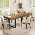 Zevemomo 63-78.7 Table de salle à manger extensible, Table de cuisine rectangulaire pour 6-10 personnes avec rail métallique, Pieds coniques en U pour salle à manger, bureau - Marron