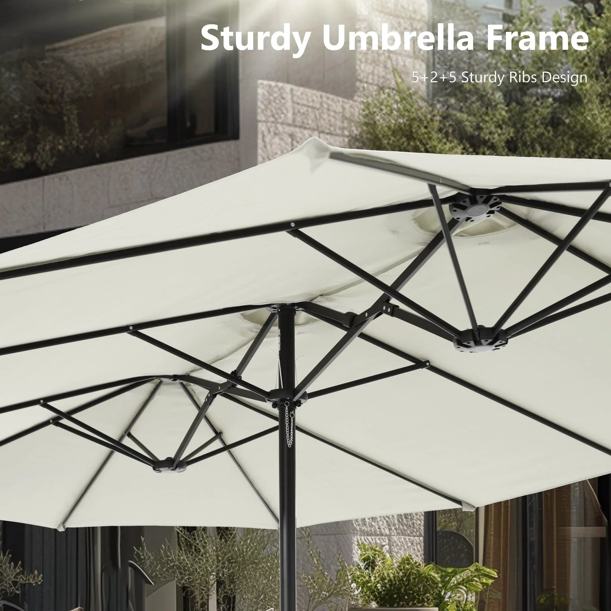 MAISON ARTS Grand Parasol Double Face de 4,5 m avec Base Incluse pour Patio