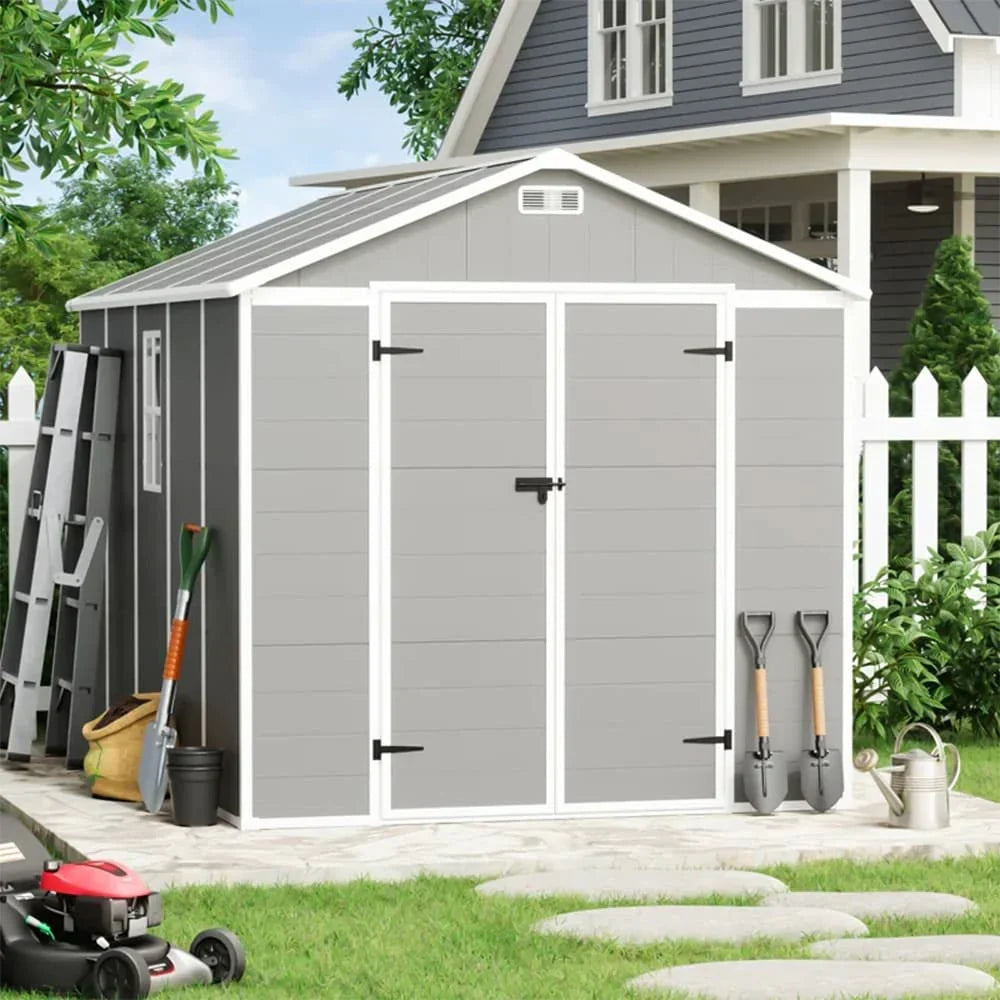 Abri de jardin en résine toutes saisons avec plancher, 1,8 m x 1,2 m/1,8 m x 2,4 m/2,4 m x 1,8 m/2,4 m x 3 m, Spire Tool Shed