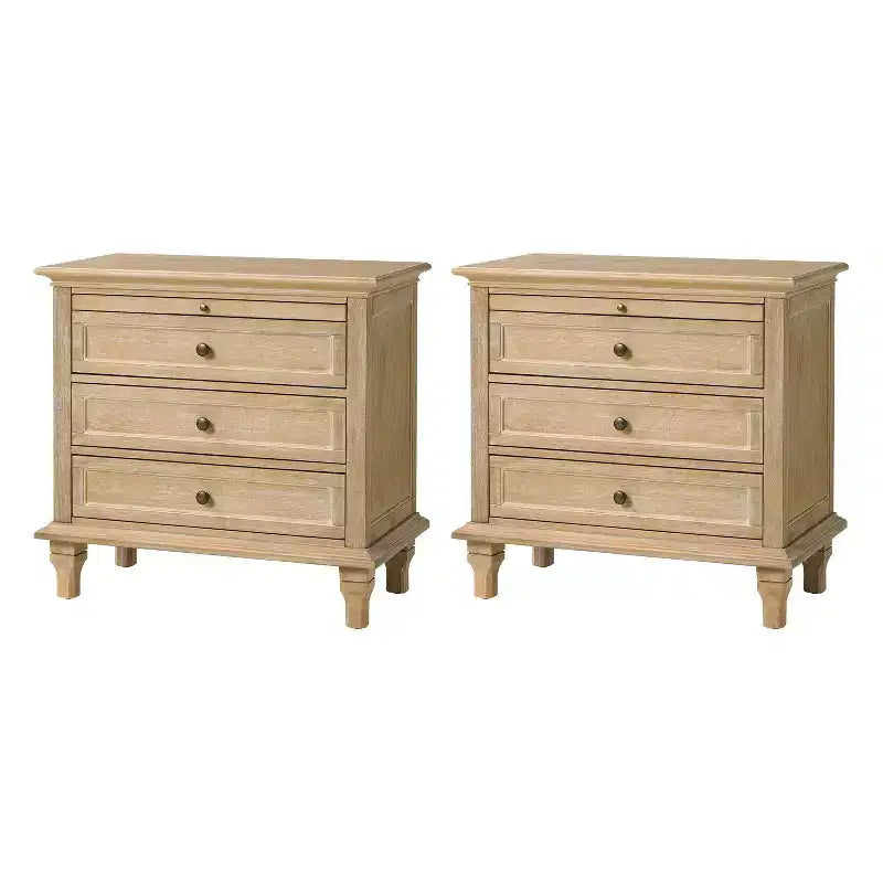 Table d'appoint Giorgio à 3 tiroirs avec prises intégrées, lot de 2 | HULALA HOME