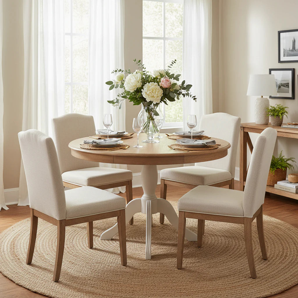 Table ronde à pied central en bois massif