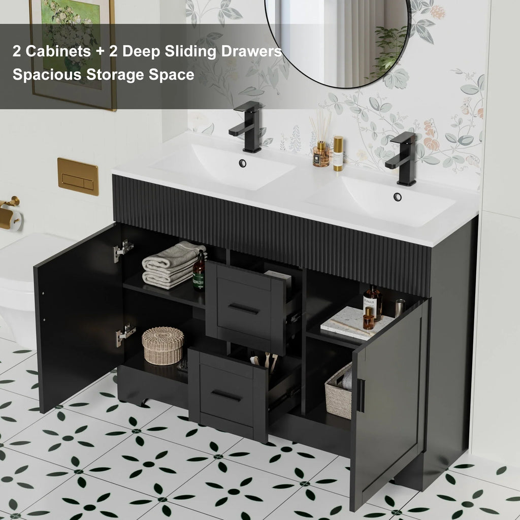 Meuble-lavabo de salle de bain Wavy Line 30/36/48 avec évier et robinet