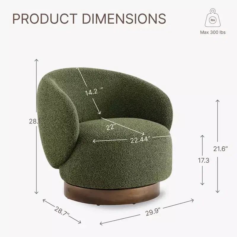 Fauteuil d'appoint pivotant Spruce&Spring en tissu avec base en bois