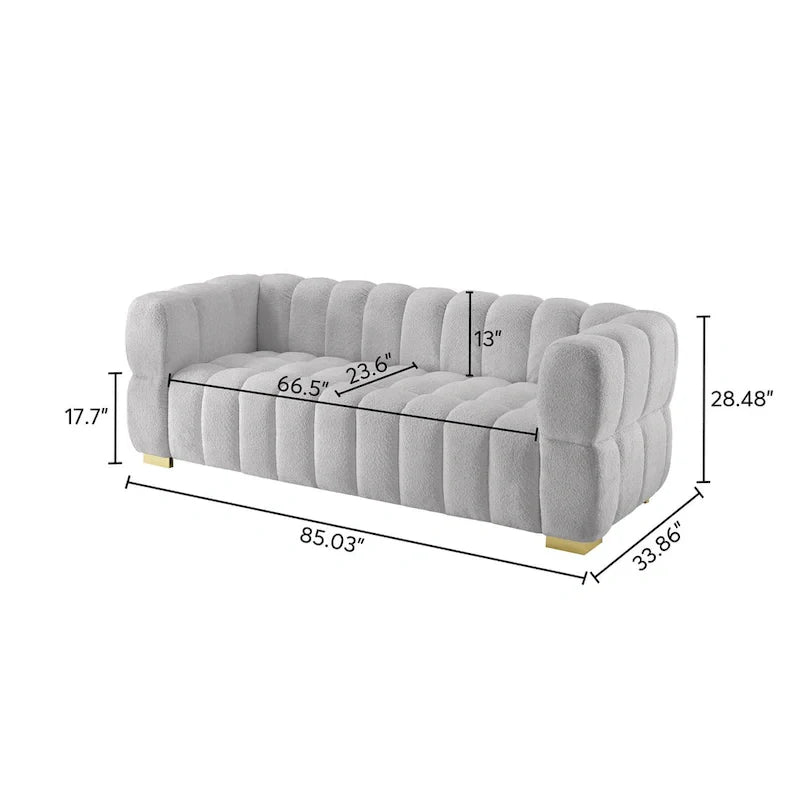 Canapé 85 Moderne en Tissu Gaufre, Canapé Confortable et Décontracté