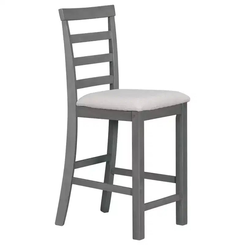 Ensemble de salle à manger 5 pièces de hauteur comptoir pour 4, table rectangulaire en bois avec étagères de rangement et compartiment à vin/barre