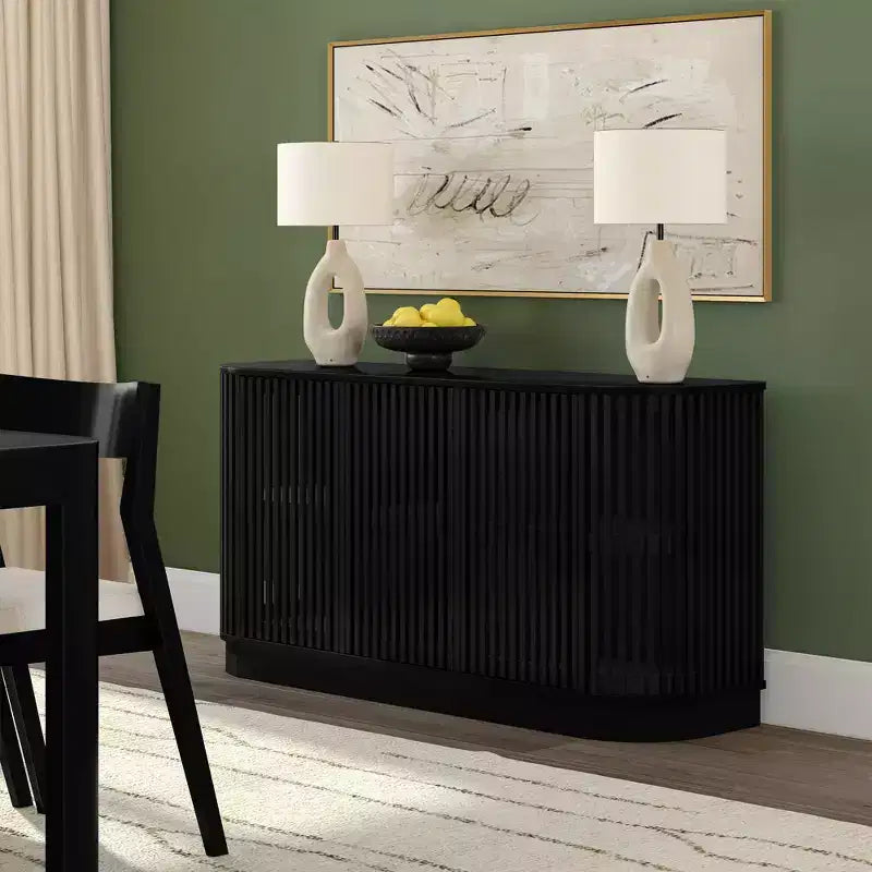 Buffet en bois massif Plank+Beam Contour avec 3 portes, meuble TV 59 po pour salon
