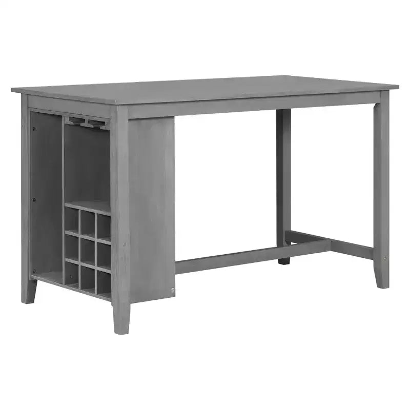 Ensemble de salle à manger 5 pièces de hauteur comptoir pour 4, table rectangulaire en bois avec étagères de rangement et compartiment à vin/barre