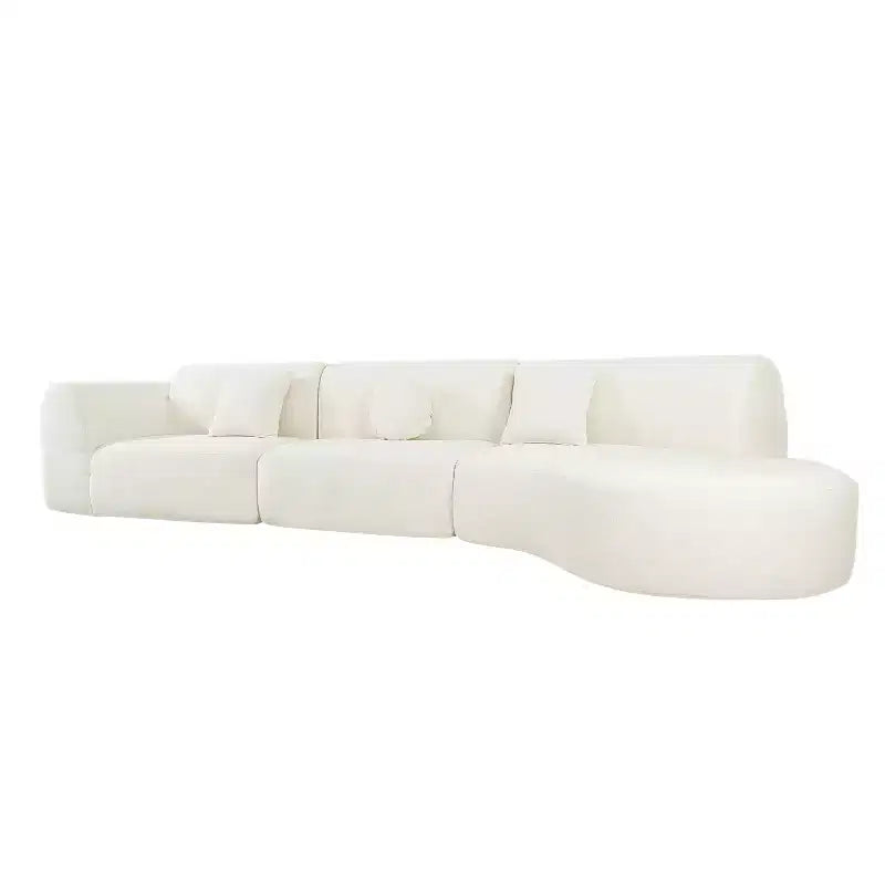 Canapé d'angle moderne incurvé de 355 cm avec méridienne, ensemble 3 pièces, pour salon