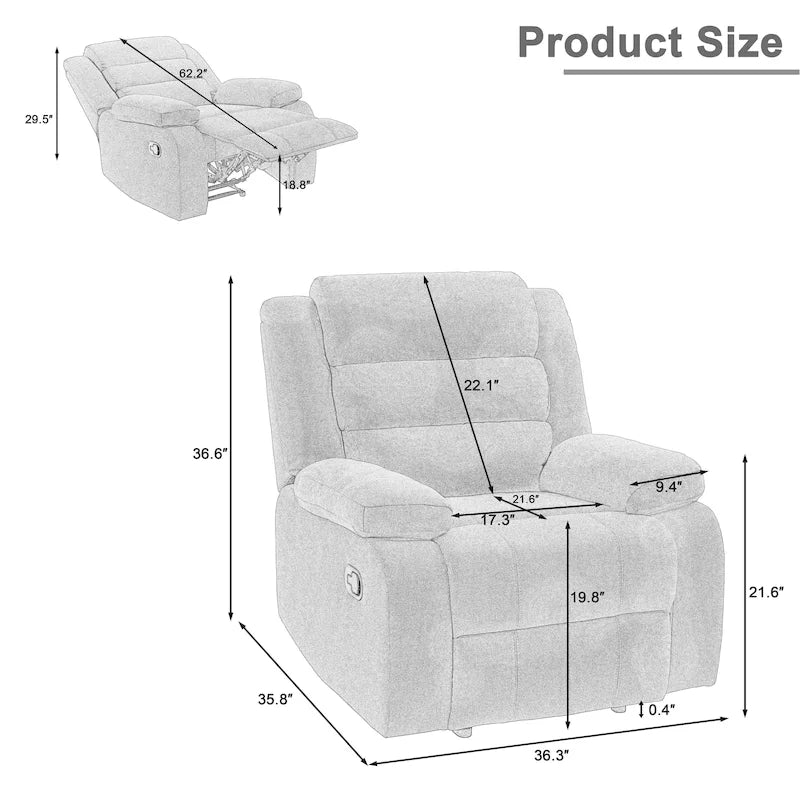 Fauteuil inclinable manuel classique et traditionnel, ensemble de 2