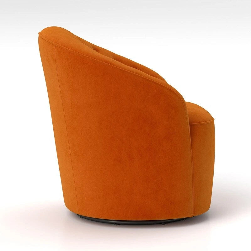 Fauteuil baril pivotant à 360 degrés SEYNAR moderne en velours avec dossier capitonné, lot de 2