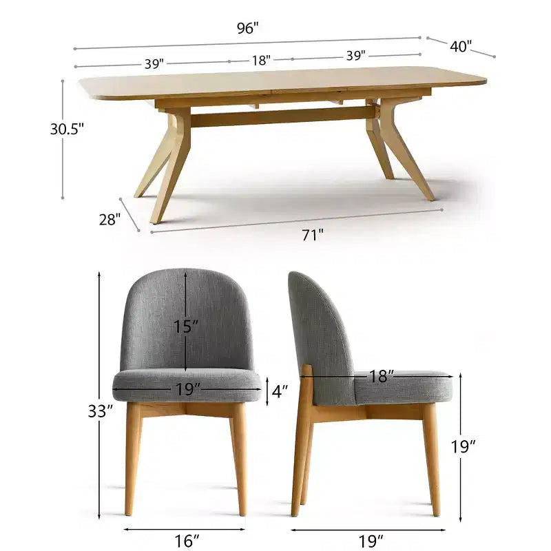 Ensemble de salle à manger 9 pièces pour 8 personnes, table à tréteaux extensible avec chaises rembourrées aux pieds en bois massif-Panipeachy
