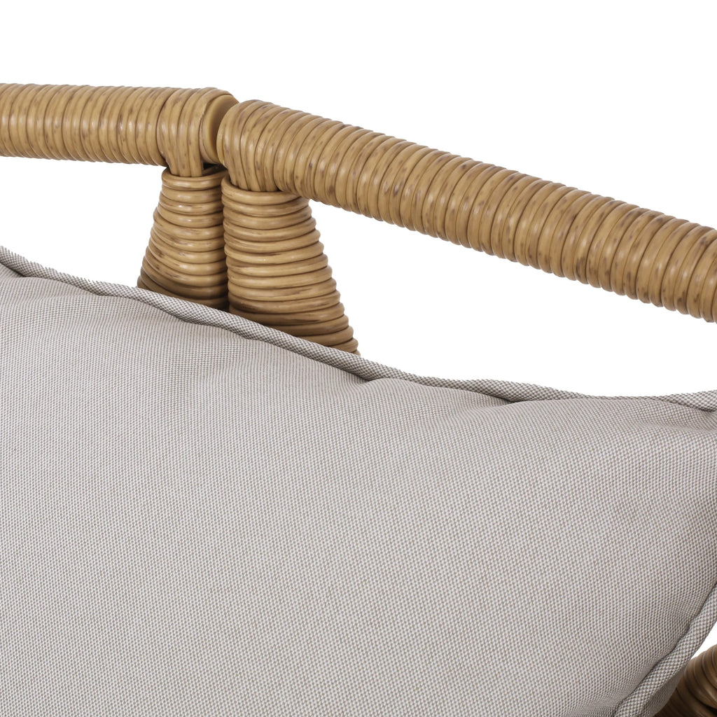 Canapé de jardin Homan en osier avec coussins, marron clair et beige