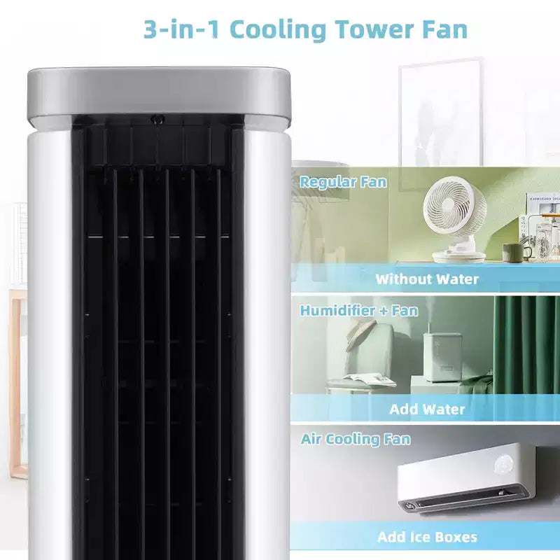 Costway Refroidisseur d'air par évaporation portable 3 en 1 102 cm Ventilateur tour sans pales avec minuterie