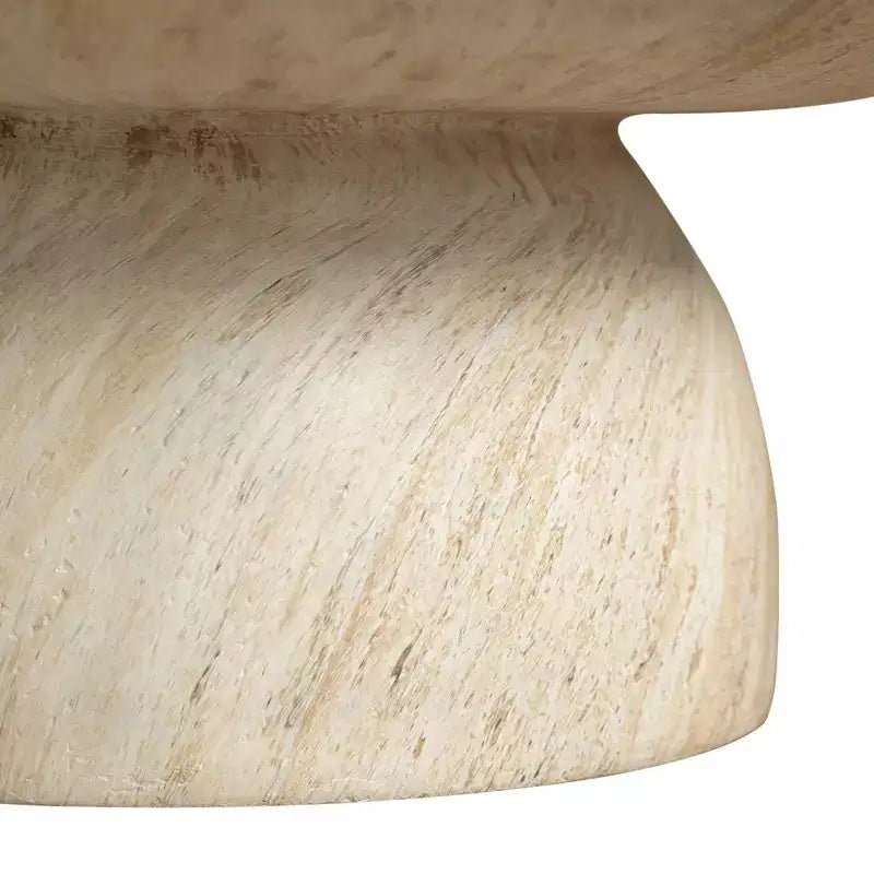 Table basse ronde Lunexa de LeisureMod, table d'appoint à piédestal en pierre de fibre pour utilisation intérieure ou extérieure, design sculpté avec patins antidérapants