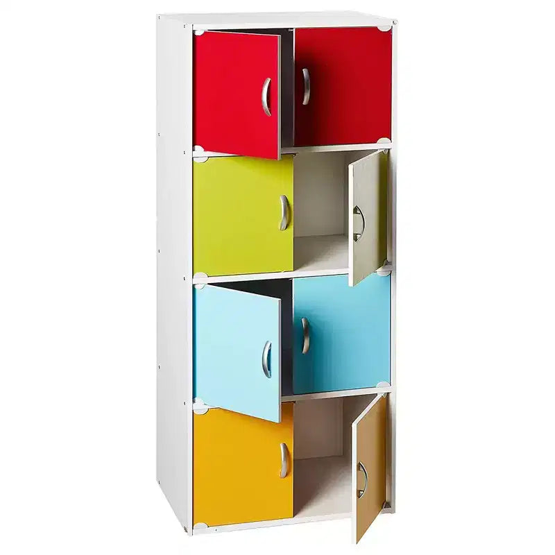 Hodedah HID44 Meuble de rangement multifonctionnel fermé à 8 portes pour la maison et le bureau, finition bois de hêtre