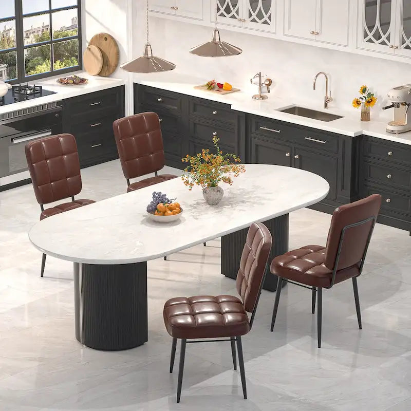 Lot de 2/4/6/8 chaises de salle à manger modernes, chaises de cuisine rembourrées avec coussin épais pour salle à manger
