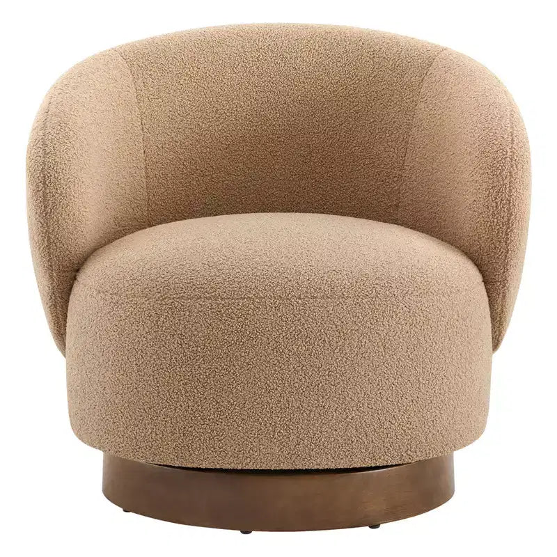 Fauteuil d'appoint pivotant Spruce&Spring en tissu avec base en bois