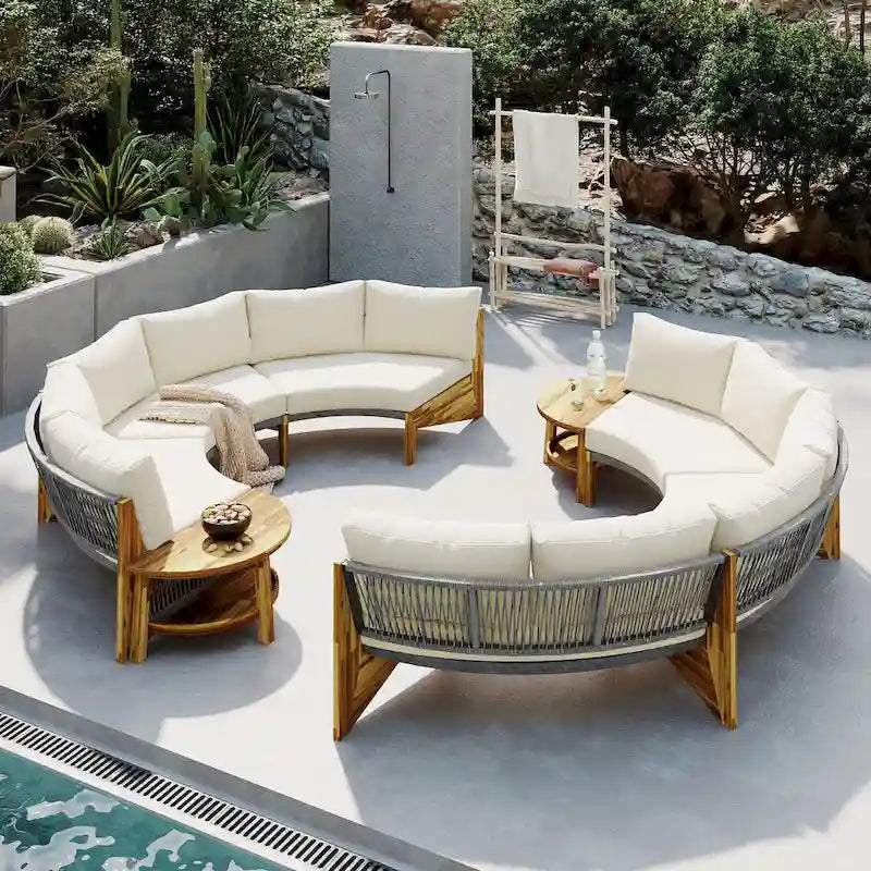 Ensemble de jardin 6 places avec coussins et 1 table basse
