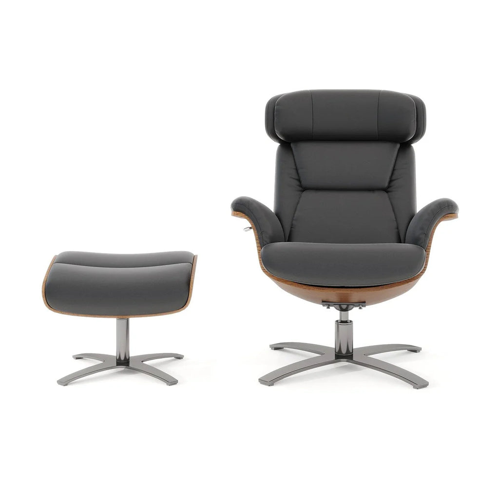 Jovan 31.5 Fauteuil inclinable en cuir véritable avec ottoman