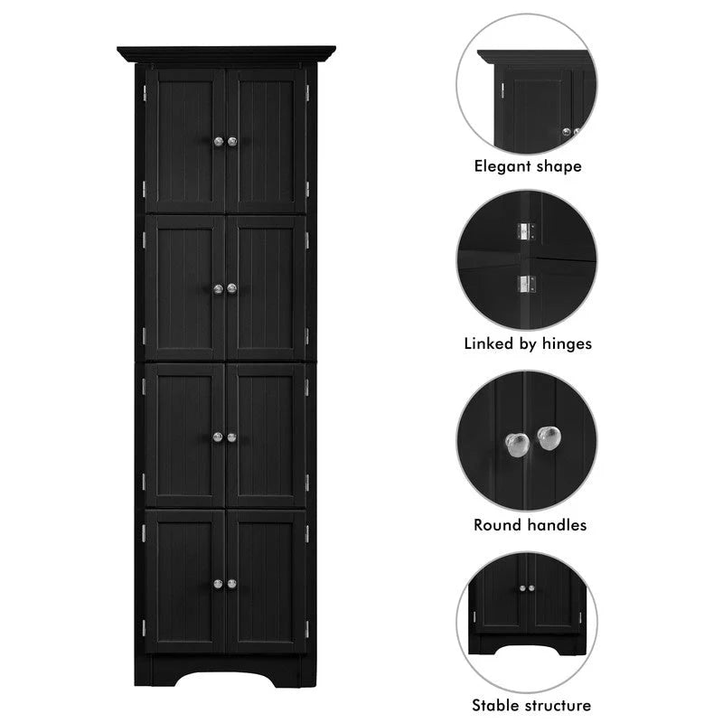 Meuble d'angle de rangement haut avec 8 portes et 4 étagères