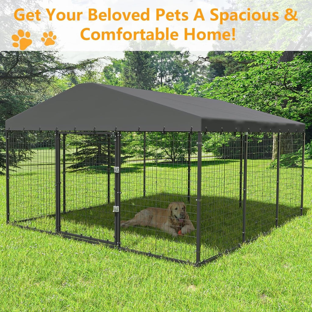 Grande niche extérieure pour chien L 118 x P 118 x H 70, enclos pour chien robuste avec toit étanche