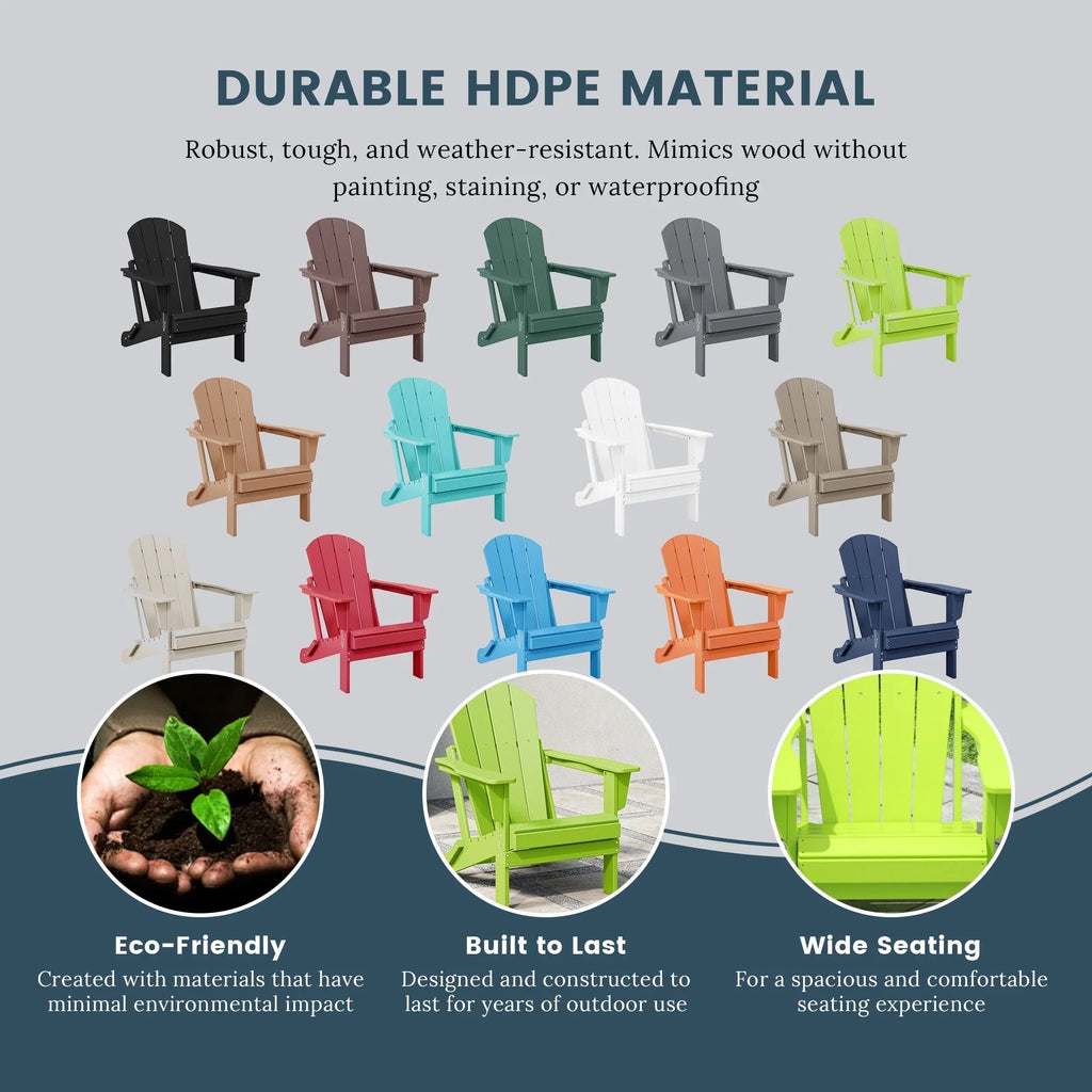 Chaise Adirondack pliante d'extérieur tout temps Polytrends Laguna résistante à la décoloration pour patio