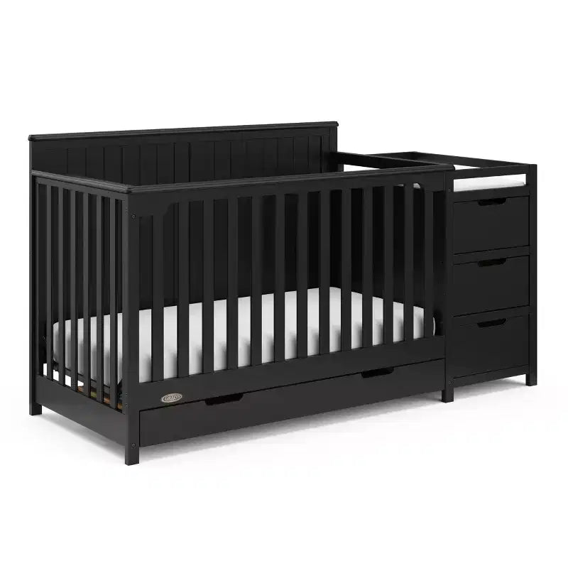 Lit de bébé et table à langer transformable 5-en-1 avec tiroir