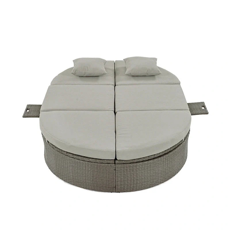 Lit de soleil extérieur double pour terrasse avec coussins et oreillers