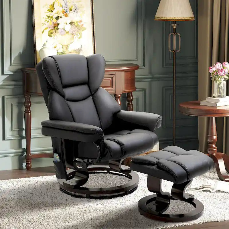 Fauteuil de massage inclinable HOMCOM avec pouf repose-pieds