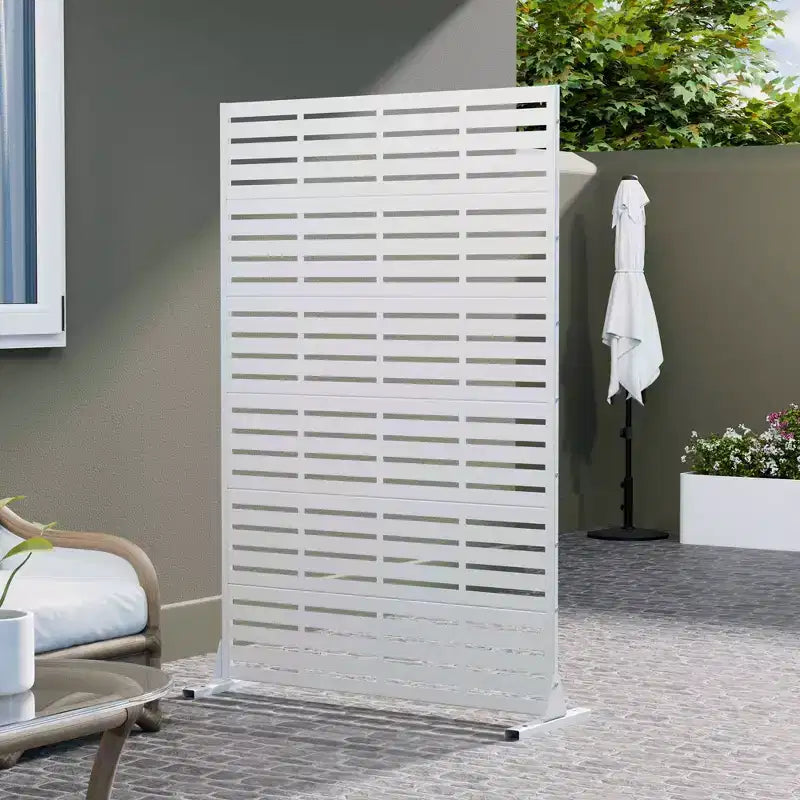 MAYEERTY 72x47 Écran de confidentialité extérieur naturel blanc, séparateur pliable naturel en 6 pièces pour jardin et cour arrière