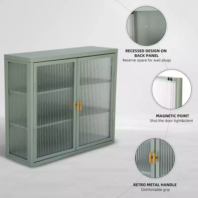 Armoires murales doubles en verre avec suffisamment d'espace de rangement, étagères amovibles, armoire murale, coffre de rangement à outils pratique