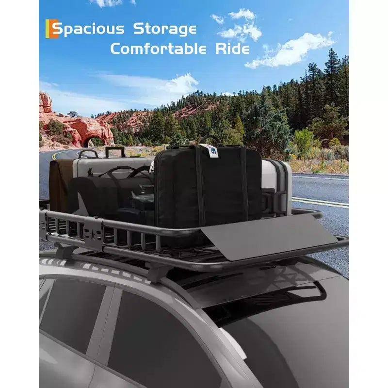 Panier de toit universel robuste - Construction en acier, capacité de 90 kg, grand porte-bagages pour VUS, voitures, camions
