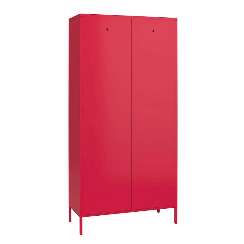 Armoire de rangement haute en métal à 2 portes, orange/rose, 1 personne