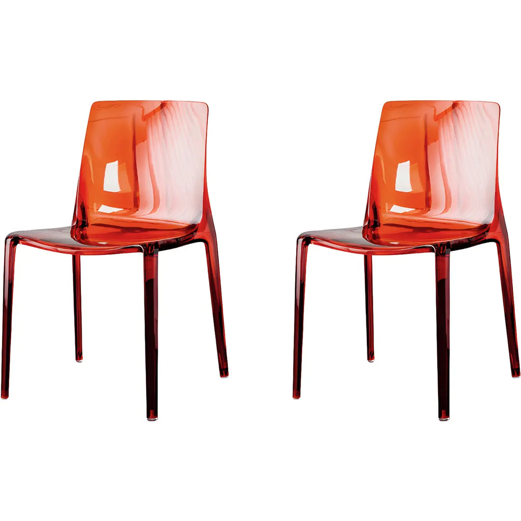 Chaise de salle à manger sans accoudoirs à dossier bas en acrylique ambre