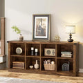 Étagère de rangement à 8 cubes, bibliothèque horizontale de style ferme, bibliothèque de rangement en bois de 157 cm pour entrée, étagères basses et longues pour salon