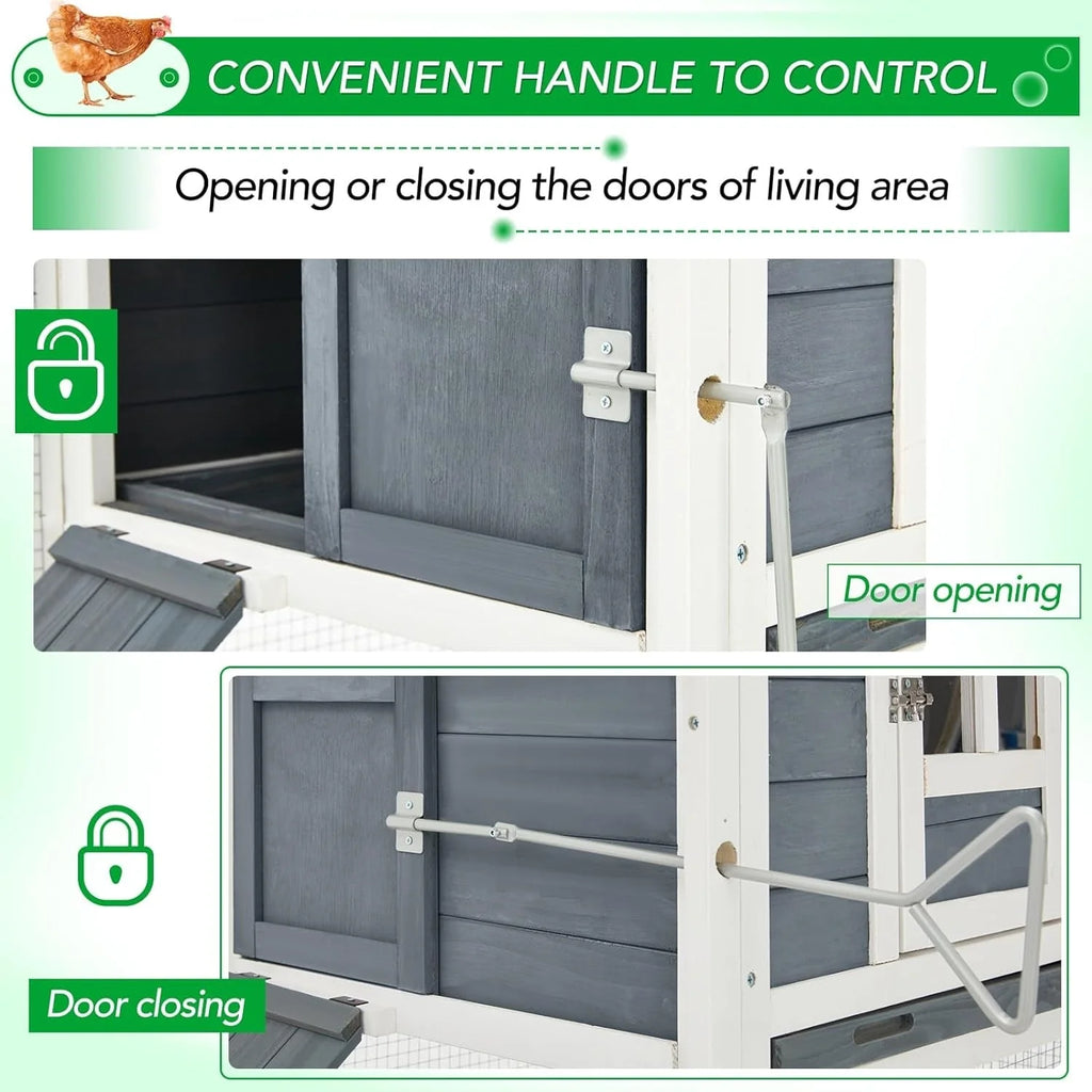 Grand poulailler AECOJOY 366 cm avec enclos, abri en bois, cage à volaille