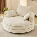 Fauteuil d'appoint pivotant à 360°, Fauteuil pivotant rond en forme de baril avec coussin pour salon