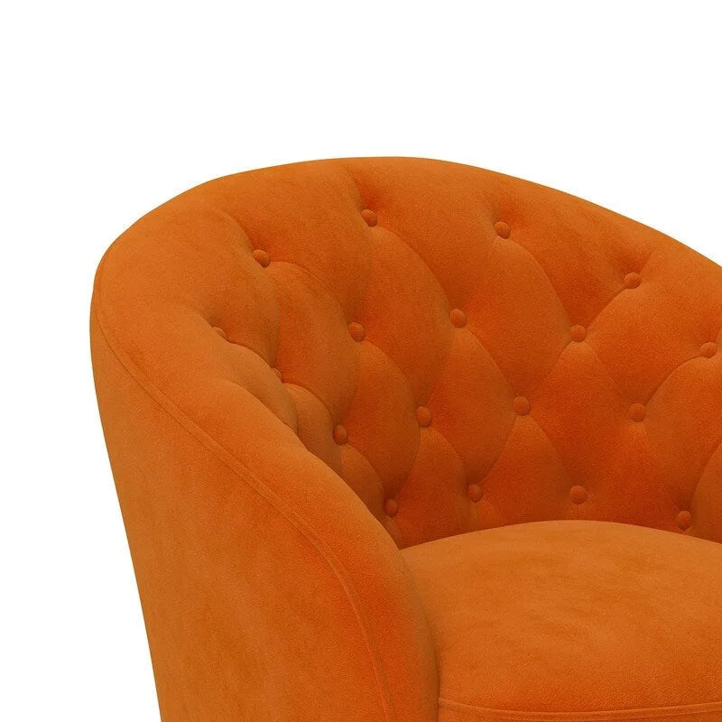 Fauteuil baril pivotant à 360 degrés SEYNAR moderne en velours avec dossier capitonné, lot de 2