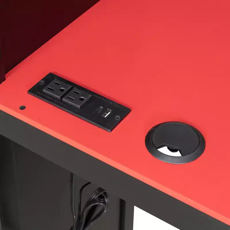 Lit mezzanine de jeu en L avec bureaux, lits superposés doubles avec lumières LED, ports USB, étagères de rangement, lit mezzanine d'angle en bois pour 2 personnes