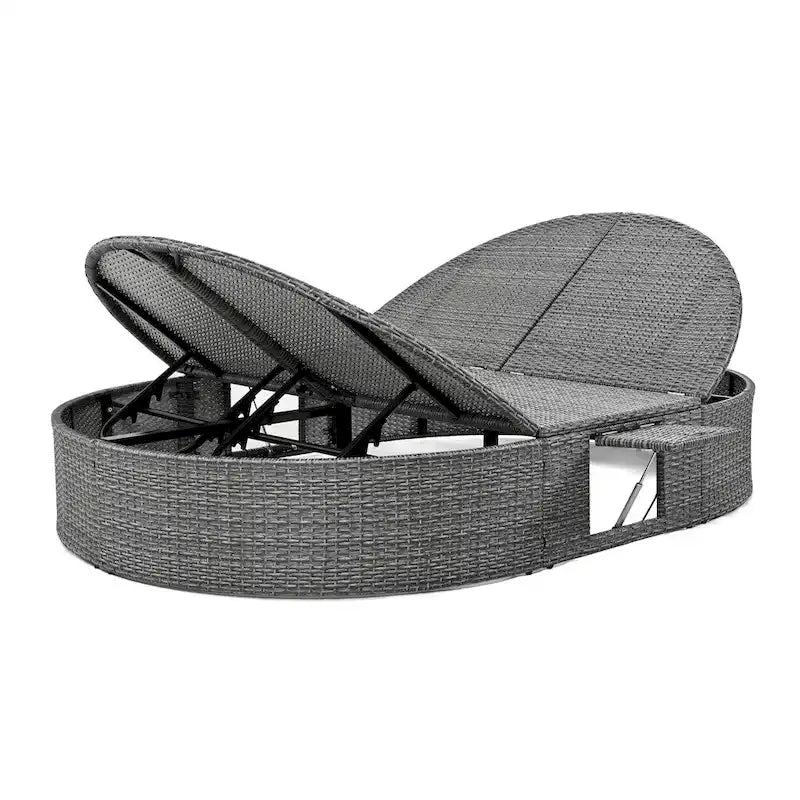 Lit de soleil extérieur double pour terrasse avec coussins et oreillers