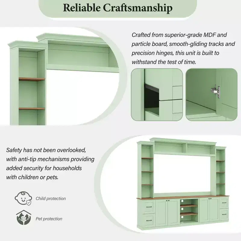 Meuble TV mural 4-en-1 ModernLuxe de style campagnard, convient aux téléviseurs jusqu'à 70 pouces, meuble TV console multimédia avec étagères réglables et tiroirs