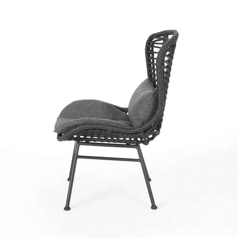 Fauteuils de club Christopher Knight Home Habra en osier et fer forgé avec coussins